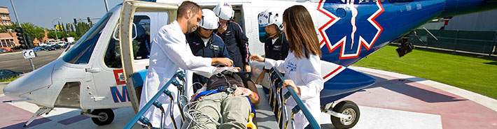  Dr. Michael Lekawa and the trauma surgery team tend to a patient brought to UC Irvine by helicopter.